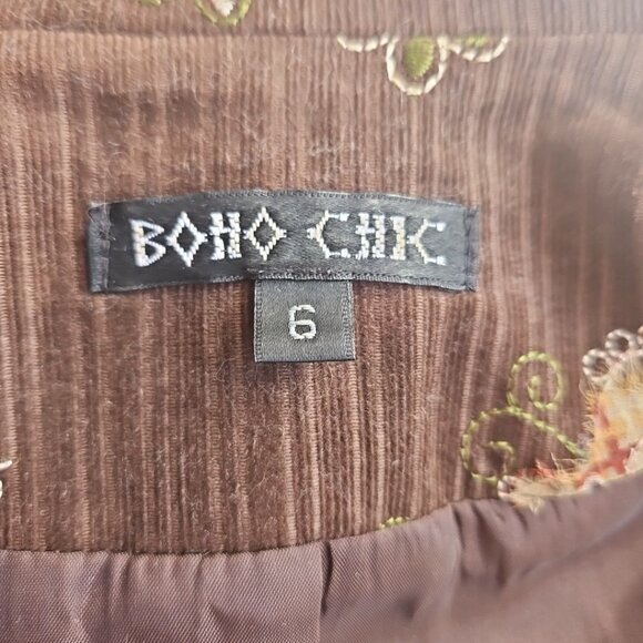 Vtg Boho Chic Chocolate Brown Embroidered Floral Jacket Western Blazer Sz 6 - Picture 6 of 10